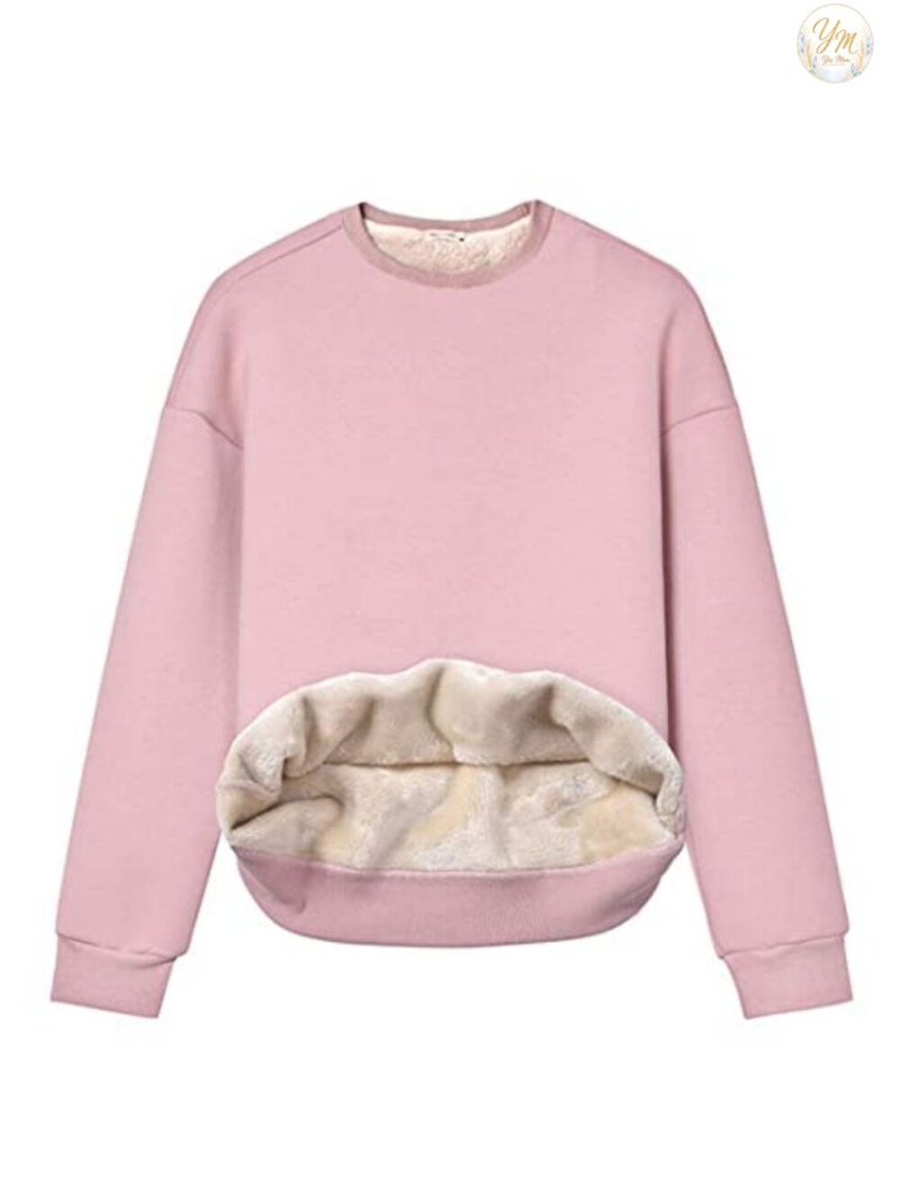 Sherpa Lined Fleece Crewneck Pullover Sweatshirt Long Sleeve